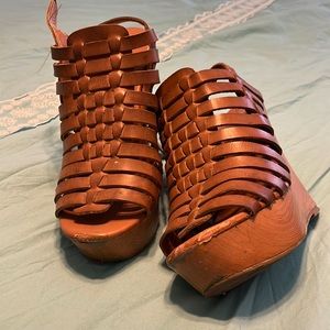 Brown Size 8 Wedged Shoes